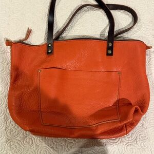 Tangerine Portland Leather Tote Bag (large)